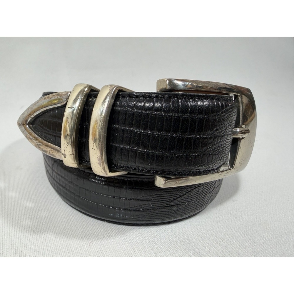 Countess Mara Dress Belt Mens 34 Black Reptile Texture Quiet Luxury